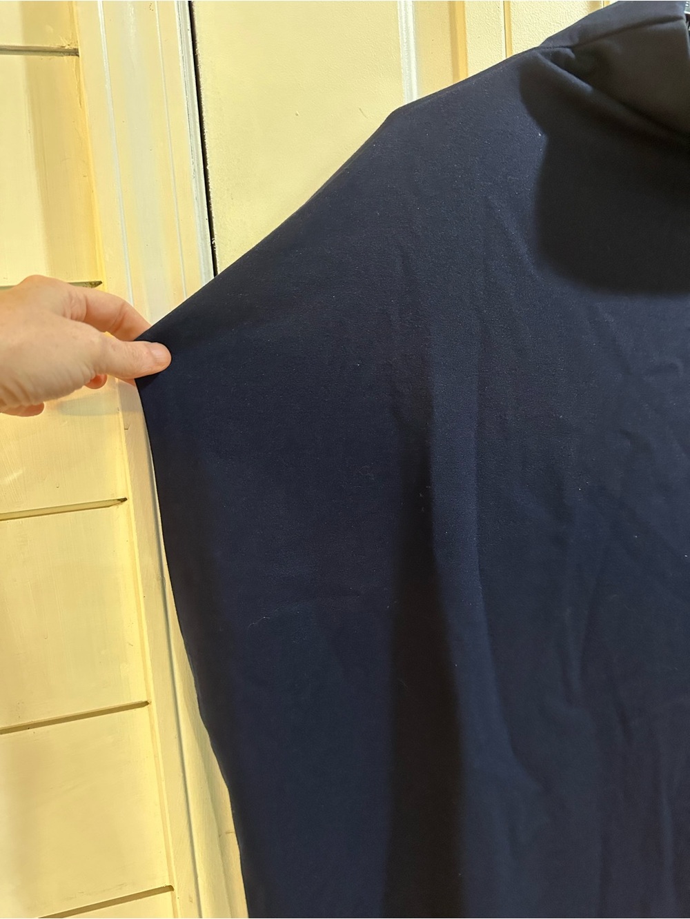 Kal Rieman Women’s XL Navy Funnel Neck Poncho Tunic Top Oversized Minimalist - Picture 3 of 6